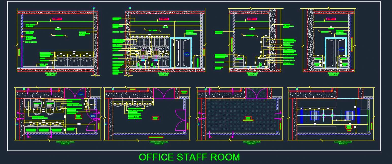 Office Staff Room DWG- Detailed Design with Desks & Storage